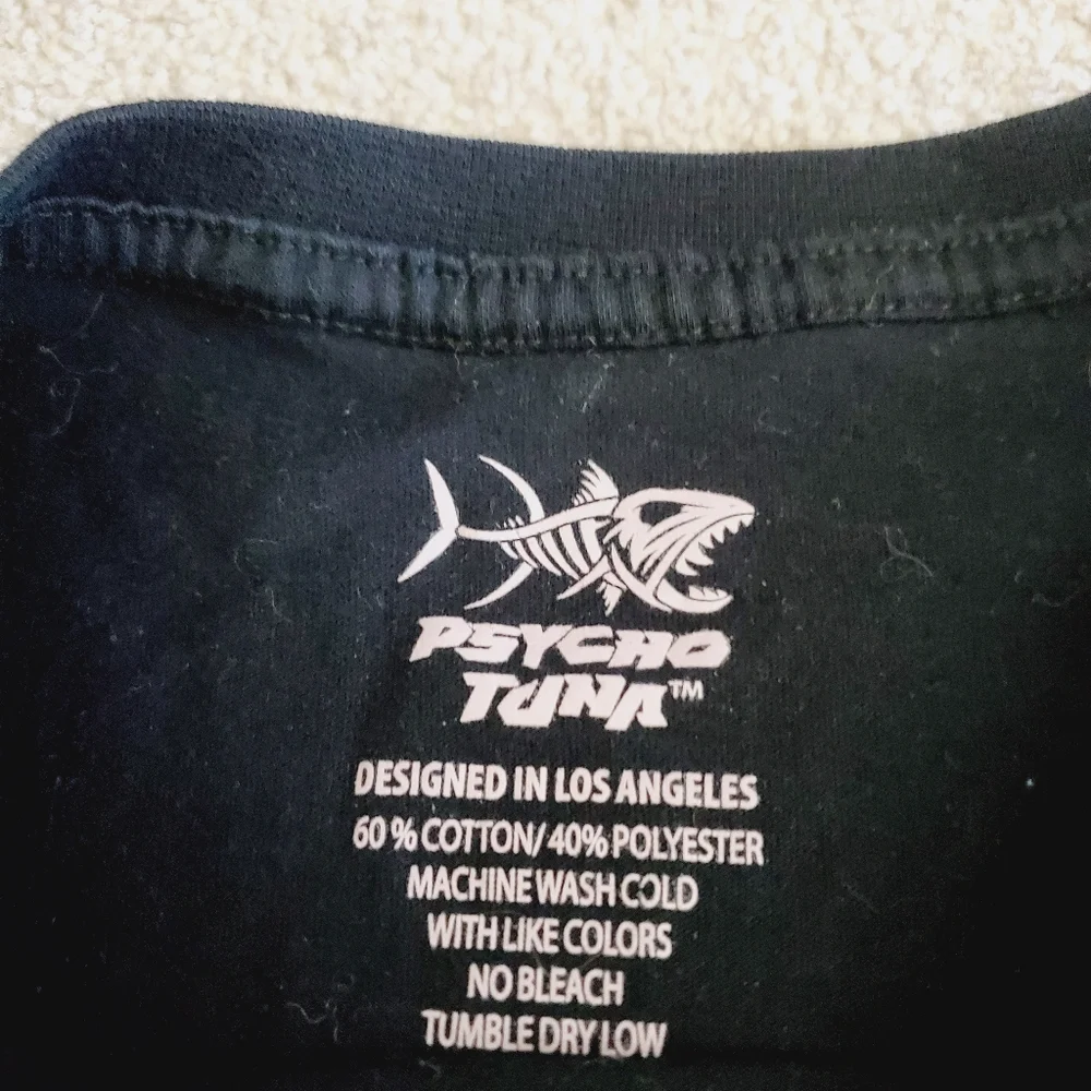 Psycho Tuna Black Graphic Retro Streetwear Urban Tee S - Picture 4 of 8